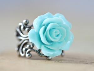 Aqua Blue Rose Ring